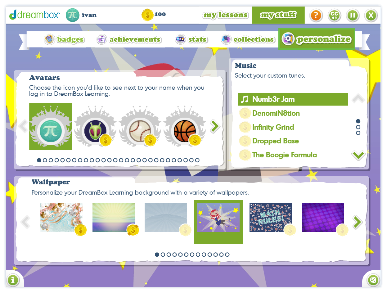 Dreambox Math Student Experience My Stuff Grades 3 Dreambox Learning