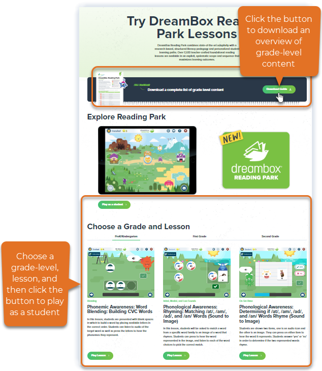 Reading Park: Overview for School Families – DreamBox Learning