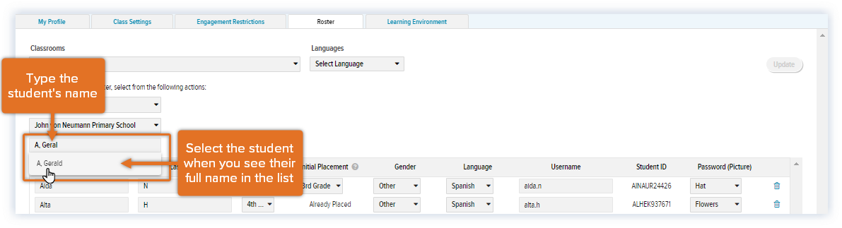 Updated Teacher Settings_Roster tab_Type student name.png