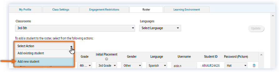 Updated Teacher Settings_Roster tab_Select add new student.png