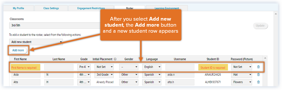 Updated Teacher Settings_Roster tab_new student row.png