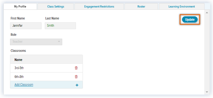 Updated Teacher Settings tab_Profile tab_click update.png