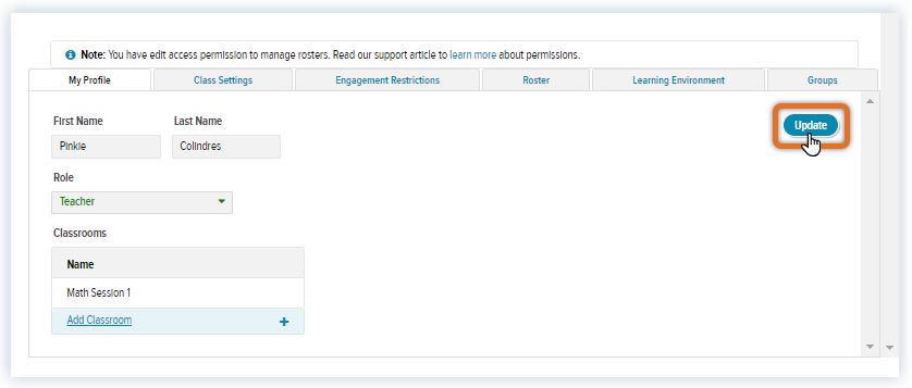 Updated Settings tab_Educators Tab_Make school admin a teacher_Click Update.png