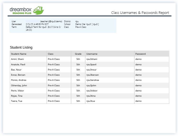 Reading Plus_ Class Username & Password Report.png