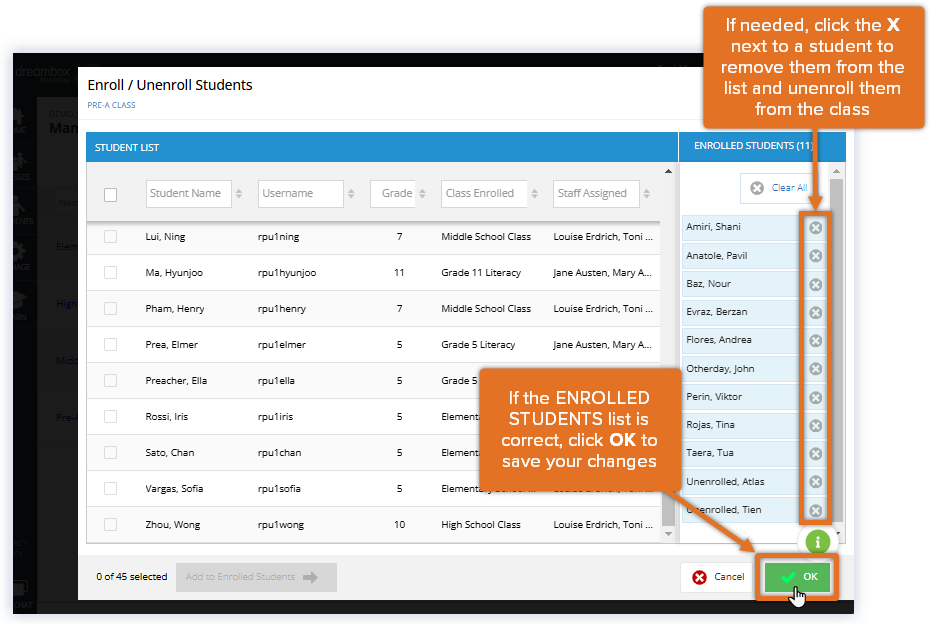 Reading Plus_Teacher_Enroll Window_Multiple Students_Click OK.png