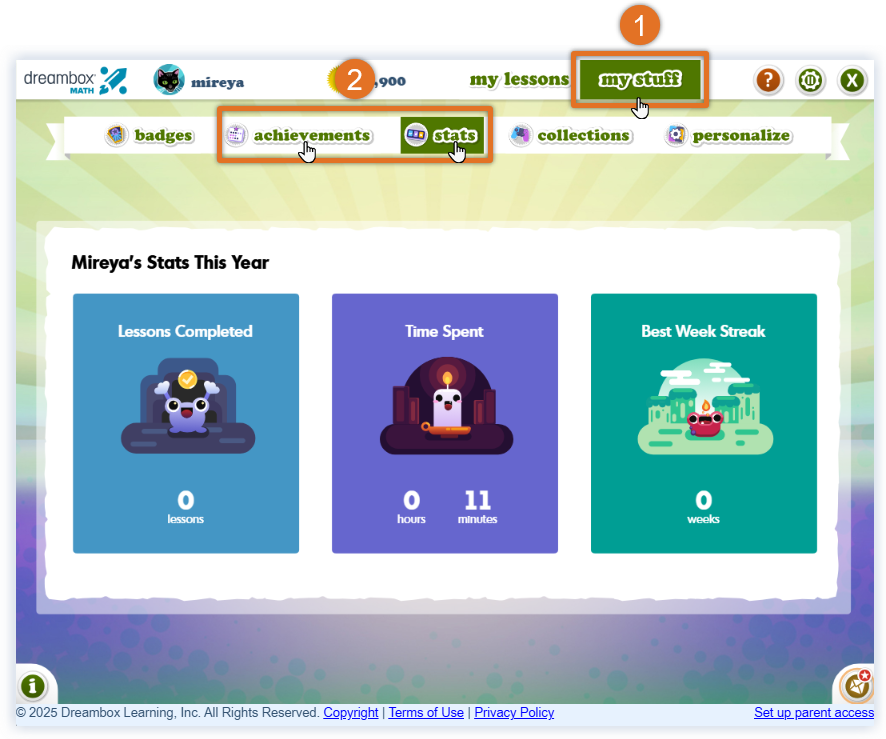 DreamBox Math Student Experience: My Stuff (Grades 3+) – DreamBox Learning