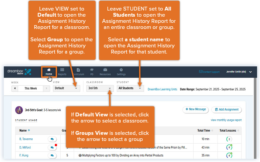 Math_Assignment History Report_Home Page_Adjust Filters.jpg