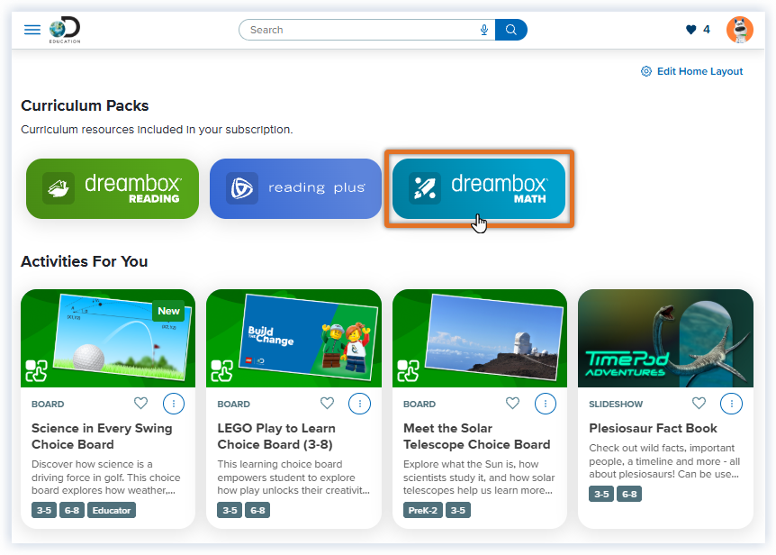 Math_DE Rostered Login_Experience Home page_Select DreamBox Math.png