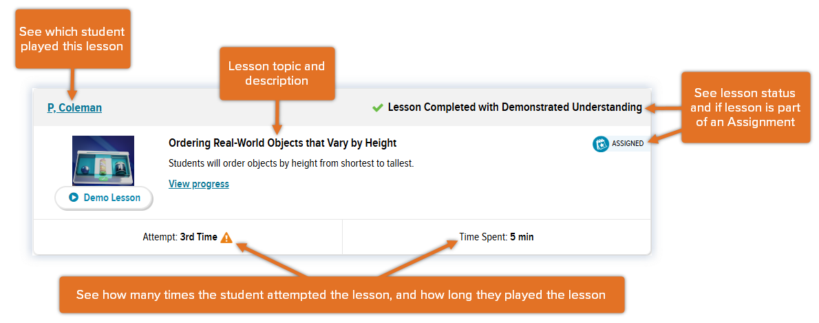 Math_Updated Activity Feed_Lesson Card_Classroom_Short-Term Assignment_Understanding_3 attempts_See callouts.png